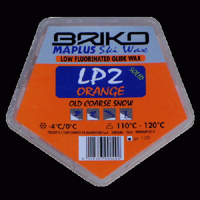Vosk na lyže - parafín Briko Maplus LP2 Orange -4 až 0°C 100g