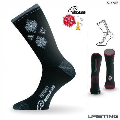 Ponožky LASTING SCK 908 černé s norským vzorem