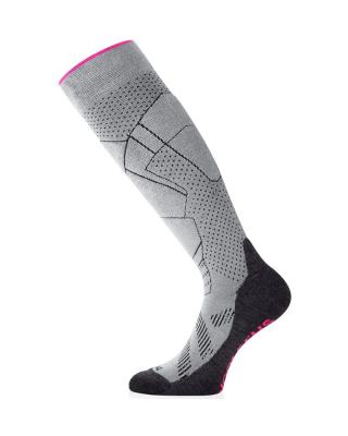 Merino podkolenky Lasting FWU 848 šedo-růžové