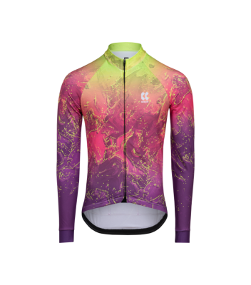Pánský cyklistický dres dlouhý rukáv | MOTION Z6 Neon Lava Blend 
